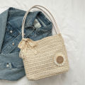 Large Capacity woven fashionable gentle temperament straw scarf shoulder bag 2023 Summer new underarm Bag tote bag. 