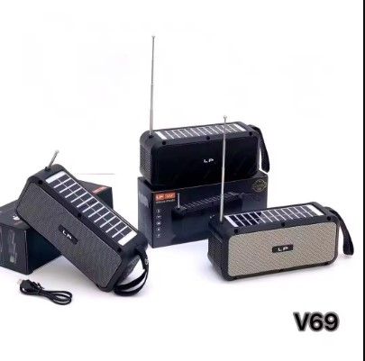 LP-V69 Solar Powered Mini Bluetooth Speaker with FM Radio – Portable Wireless Stereo Woofer, USB/TF/AUX Support, 5W Output