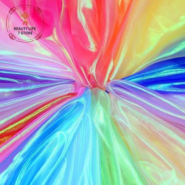 Laser%20tulle%20fabric%20organza%20Glass%20yarn%20colorful%20sewing%20mesh%20cloth%20Fluorescent%20yarn%20silk%20chiffon%20stage%20clothing%20transparent%20-%20Image%206