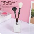 Wenefang OVW 2PCS Goat Hair Flame Shape Highlight Brush Soft Professional Facial Fan Makeup Brushes Set Beauty Cosmetics Tool Maquiagem. 