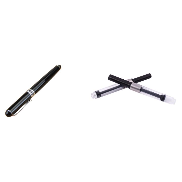 NAMUNY 1 Pcs X750 Deluxe Black Fountain Pen Medium Nib & 5Pcs Fountain Pen Ink Converter Ink Reservoir