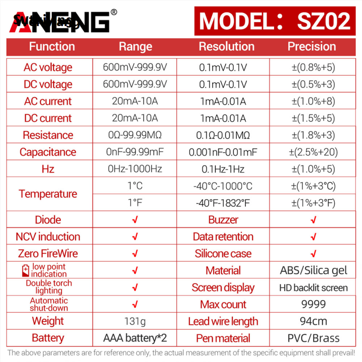 Wenefang%20Sutuiying%20ANENG%20SZ01/SZ02%20Diode%20Tester%20Professional%20Digital%20Multimeter%20True%20New%20Profesional%20RMS%20Smart%20AC/DC%20Current%20Voltage%20Auto%20Range%20Multimetres%20Tools%20-%20Image%206
