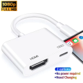 2 In1 Lighting To HDMI Adapter For iPad iPhone to TV/Projector/Monitor 1080P Screen Converter With Charging Port No Power Needed. 