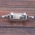 NAMUNY 2X Universal Chrome Glass Fuel Petrol crude oil engine Inline Filter 5/16 inch 8mm Silver for Motorcycles. 