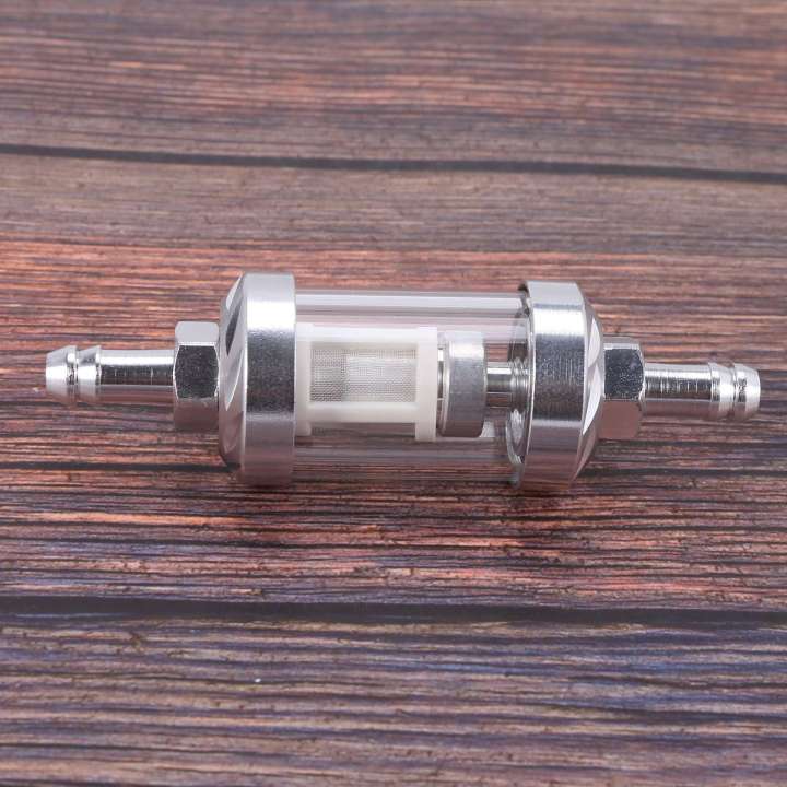 NAMUNY%202X%20Universal%20Chrome%20Glass%20Fuel%20Petrol%20crude%20oil%20engine%20Inline%20Filter%205/16%20inch%208mm%20Silver%20for%20Motorcycles%20-%20Image%202
