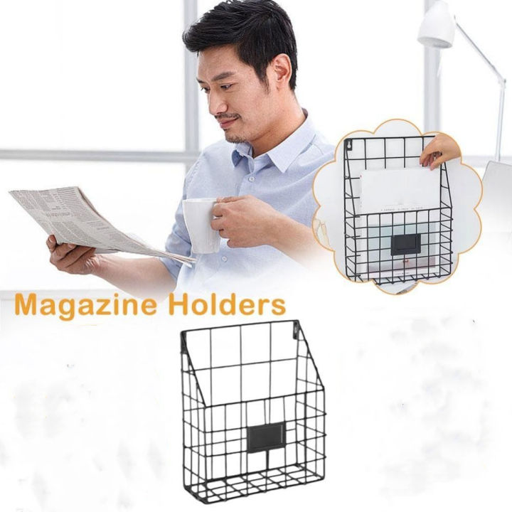 Wire Mail Rack Ins Iron Wire Mail Basket Wall Mounted Black Hanging File Folder Easy ...