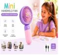 Mini Handheld Rechargable Portable Small Fan – USB Rechargeable Mini Desktop Fan | Strong Airflow | Low Noise |  For Work, Study & Travel. 