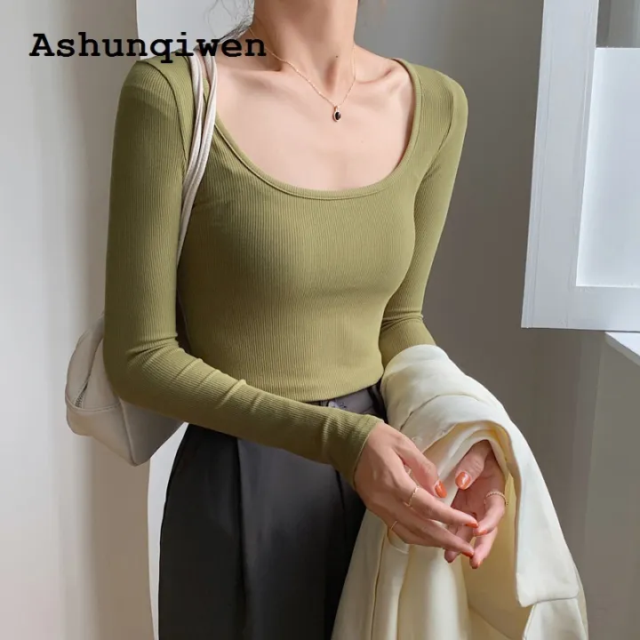 Ashunqiwen%20Profesional%20High%20Elastic%20Thread%20Cotton%202024%20Autumn%20New%20Inner%20Wear%20Bottoming%20Shirt%20Women's%20Long%20Sleeve%20Tight%20T%20T-shirt%20Spicy%20Slimming%20Top%20-%20Image%206