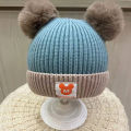Baby Cold Cap Male And Female Baby Children's Warm Hat Autumn And Winter Dome Double Hairball Plush Kids Caps. 