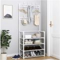 Multifunctional Coat Rack 4 Tier 3 In 1 Hall Tree Shoe Bench With Keys Hat Umbrella Stand with 8 Hooks Hanger. 