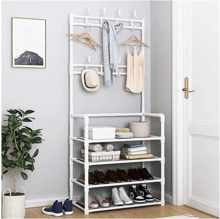 Multifunctional%20Coat%20Rack%204%20Tier%203%20In%201%20Hall%20Tree%20Shoe%20Bench%20With%20Keys%20Hat%20Umbrella%20Stand%20with%208%20Hooks%20Hanger%20-%20Image%202