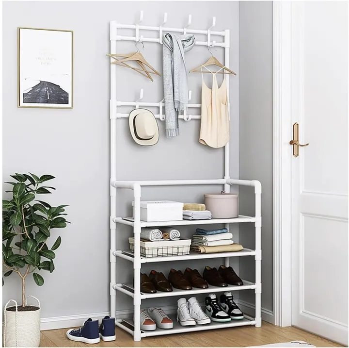Multifunctional%20Coat%20Rack%204%20Tier%203%20In%201%20Hall%20Tree%20Shoe%20Bench%20With%20Keys%20Hat%20Umbrella%20Stand%20with%208%20Hooks%20Hanger%20-%20Image%202