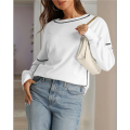 Womens Casual Crewneck Sweatshirts Long Sleeve Oversized Trendy Contrast Stitching Fall Pullover Tops. 