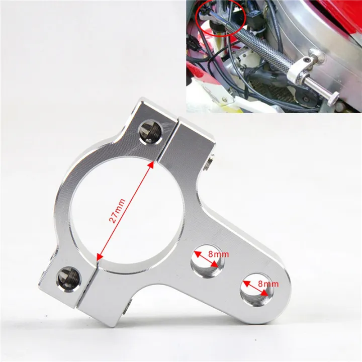 Cluellp-3%20Pcs%2027mm%20Aluminum%20Steering%20Damper%20Fork%20Frame%20Mounting%20Clamp%20Bracket%20Foot%20Fixer%20for%20Motorcycle%20Bike%20Modification%20Silver%20-%20Image%202