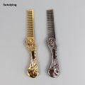 Sutuiying 1pcs portable stainless steel metal beard comb for men's Luxury beard styling tool pocket comb hair salon styling. 