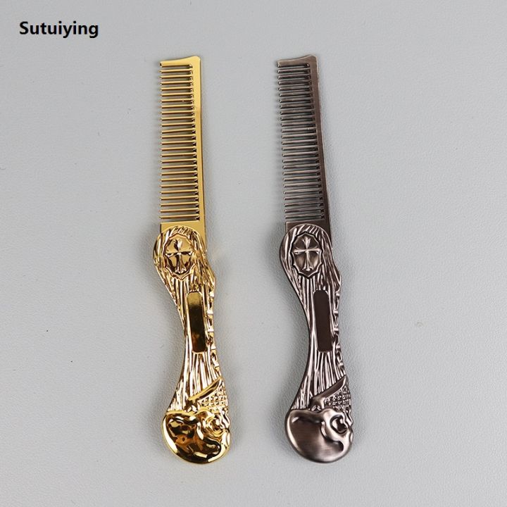 Sutuiying%201pcs%20portable%20stainless%20steel%20metal%20beard%20comb%20for%20men's%20Luxury%20beard%20styling%20tool%20pocket%20comb%20hair%20salon%20styling%20-%20Image%203
