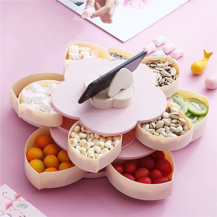 Double Layer Snack & Candy Organizer Box | Rotating Dry Fruit Storage ...