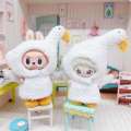 Labubu 10cm 15cm Clothes Cotton Big White Goose Jumpsuit Set Plush Toy Doll Dress Up. 