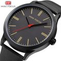 MINI FOCUS Luxury Genuine Leather  Strap Waterproof Fashion Casual Business Wrist Watch. 