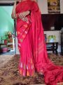 Red Dhaka Printed Saree With Unstiched Blouse For Women. 