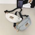 Casual Simple Japanese Harajuku Crossbody Bags Solid Color Zipper Shoulder Bags Versatile Nylon Waist Bag Female. 