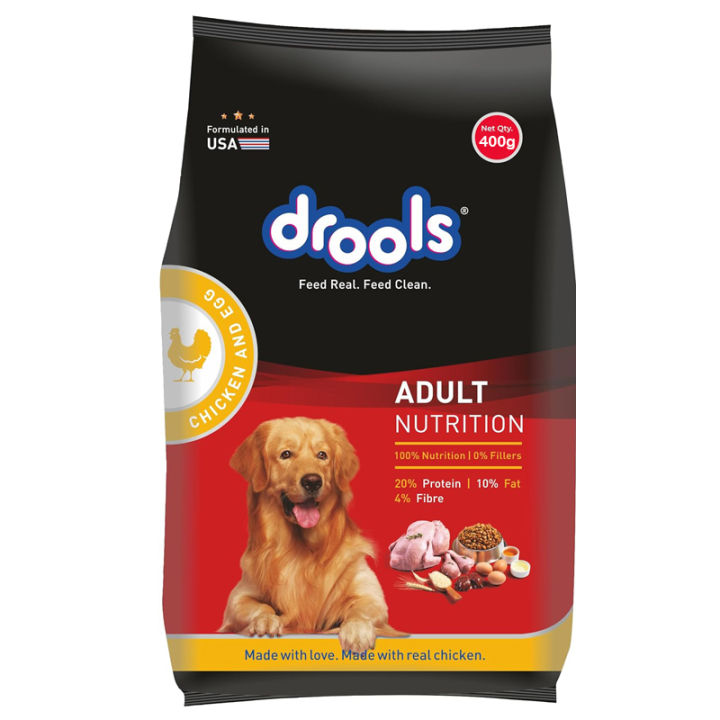 Drools Adult Chicken And Egg Dog Food 400gms (Buy 2 Packet & Get 1 Grain Zero 50gm Free) By HAMROPETS