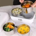 Cooking Lunch Box Stainless Steel Electric Lunch Box 2 Layer Thermal Heating Food Steamer Cooking Container. 