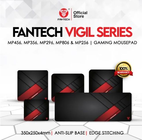 Fantech Vigil Series Gaming Mousepad Anti Slip Base with Speed Surface and Anti Fray Stitched Edges (MP256, MP296, MP356, MP456, MP806)