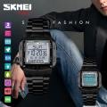 SKMEI 1381 Luxury Electronic LED Digital Military Multifunction Stainless Steel Watch For Men - Black. 