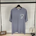 25 Summer New Fashion Brand A*I Heart Patch Round Neck Short Sleeve Loose Fit Unisex Casual Versatile Fashion Top T T-shirt. 