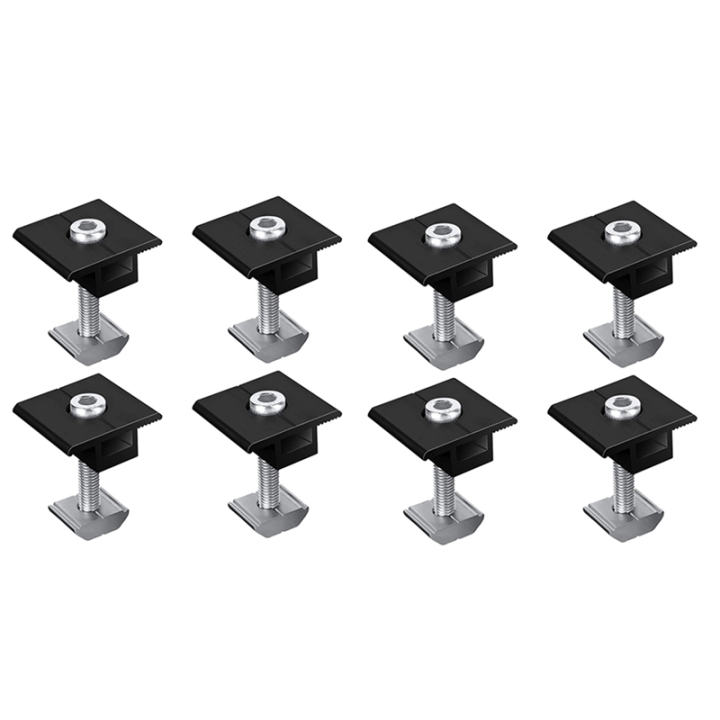 NAMUNY 8 Pack Centre Clamp 30mm Black T-Shaped Centre Clamp Photovoltaic Adjustable Solar Panel Centre Clamp for Solar Panel
