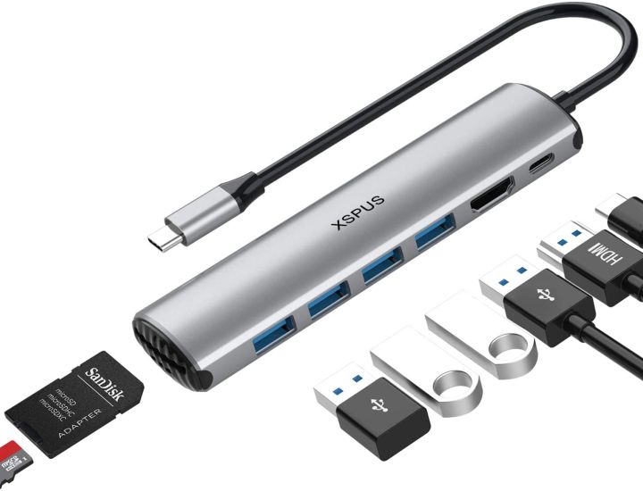 8 in 1 Type C To USB-C 4K HDMI Adapter USB 3.0 Multiport Cable Hub ...
