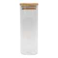 DELPH Premium Tall Glass Round Bottom Container 300ml With Wooden Lid For Coffee Tea Condiments Chocolates Candy. 