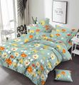 Sea green Flower Bedsheet set With Blanket Cover. 