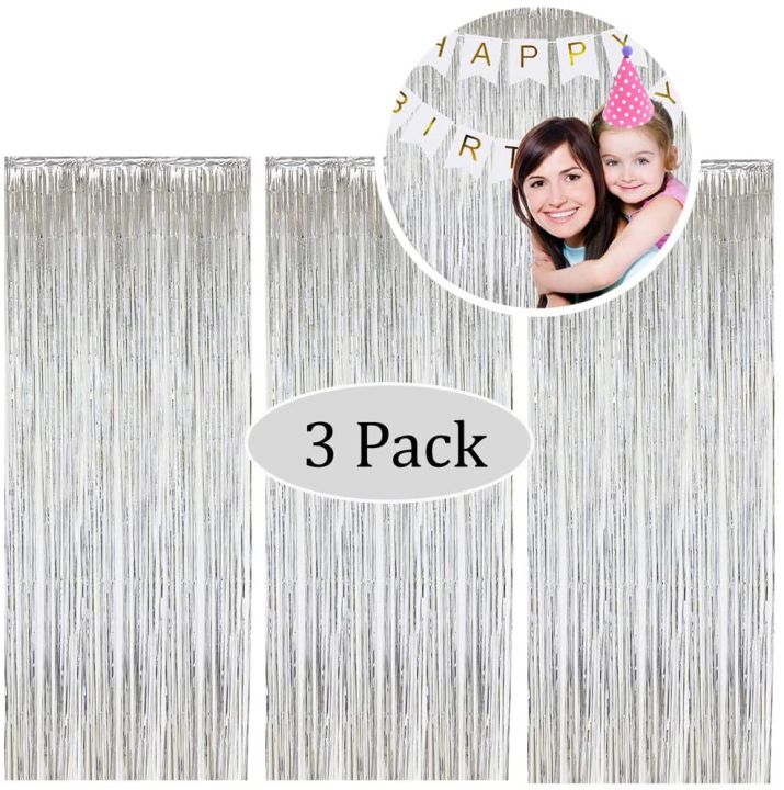 3%20Pack%20Silver%20%20Foil%20Backdrop%20Fringe%20Foil%20Curtain%20Backdrop%20For%20Birthday%20Decoration%20-%20Image%202