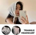 Korean Triangle Headscarf Lace Flower Summer Women Girls Ins Sweet Cute Head Scarf Travel Versatile Hair Scarf ( 1  piece). 