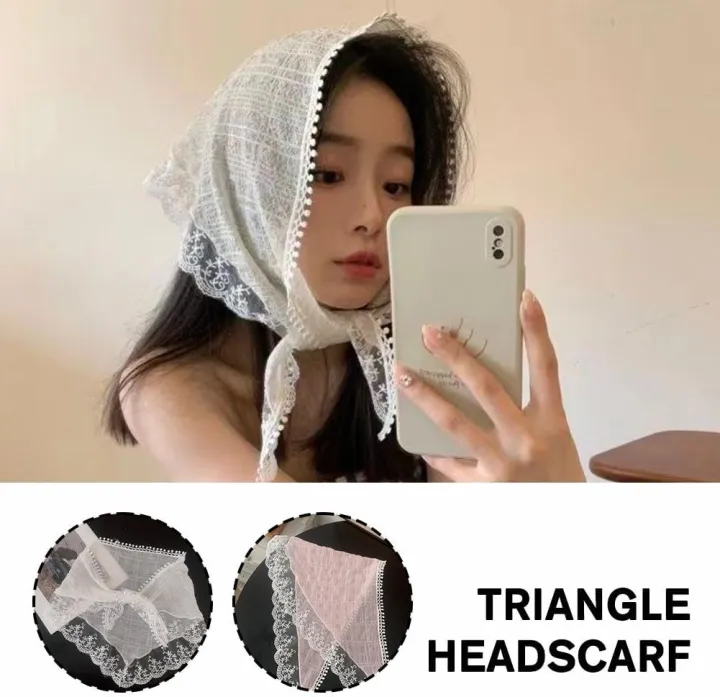 Korean%20Triangle%20Headscarf%20Lace%20Flower%20Summer%20Women%20Girls%20Ins%20Sweet%20Cute%20Head%20Scarf%20Travel%20Versatile%20Hair%20Scarf%20(%201%20%20piece)%20-%20Image%204