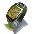 New Attractive Design Square 1,2,3,4 Numbering Gold Dial Stainless Steel Gold Chain Day Date Function Fashionable Waterproof Watch For Men - Sold By Watch House. 
