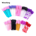 Wenefang 50 Pcs Shiny Crystal Eyelash Applicator Disposable Diamond Handle Nylon Two Colors Mascara Wands Spoolies Pink Brushes. 
