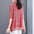 Floral Chiffon Shirt Female Short-sleeved Top Fashion Korean Style Elegant Lady Noble Shirt Blouse. 