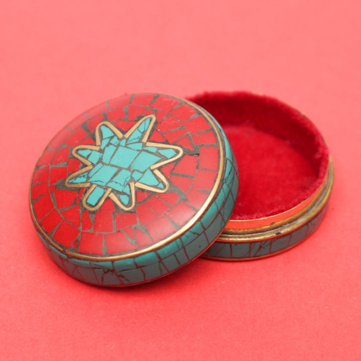 Small Lotus Printed Setting Stone Jewellery Box