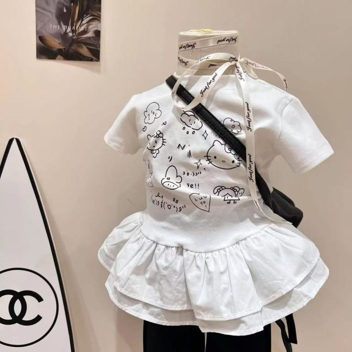 Girls'%20children's%20clothing,%20KT%20cat%20short%20sleeves,%202025%20summer%20new%20foreign%20fashion,%20Korean%20version%20of%20children's%20clothing,%20cartoon%20print%20top,%20T-shirt%20-%20Image%202