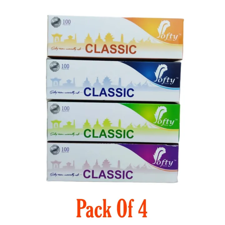 Softy%20Classic%20Facial%20Box%20Tissue%20100%20Pulls%20200%20Sheets%20-%20Pack%20Of%204%20-%20Image%202