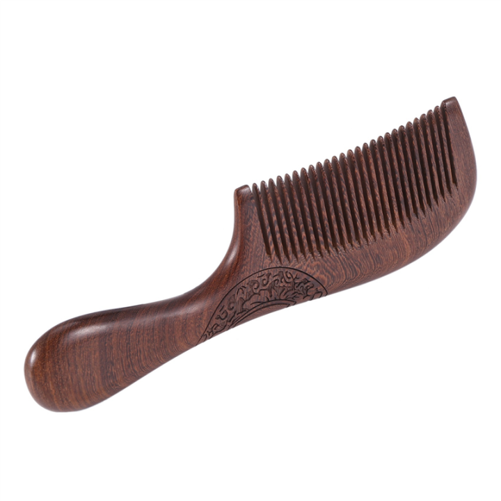 ARELENE 2X Unisex Sandalwood Comb Women Men Home Travel Wood Anti-Static Fine-Tooth Comb Wooden Handles Hair Comb