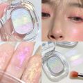 1pc Mashed Potato Highlight Gradient Eyeshadow Diamond Highlighter Powder Palette Glitter Face Contour Crystal Brighten Makeup. 