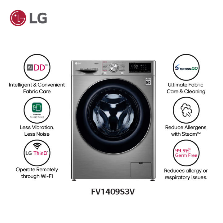 LG%20Brand%209%20Kg%20Front%20Load%20Washing%20Machine%20-%20FV1409S3V%20%7C%20AI%20Direct%20Drive%20%7C%20TurboWash%20%7C%20Steam+%20%7C%20ThinQ%20Wi-Fi%20%7C%2010%20Years%20Warranty%20+%20Free%20Gift:%206Kg%20Surf%20Excel%20Matic%20-%20Image%204