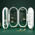 Foldable Jewelry Storage Box+ 4 Doors Earrings Display Stand Bracelet Necklace Organizer. 