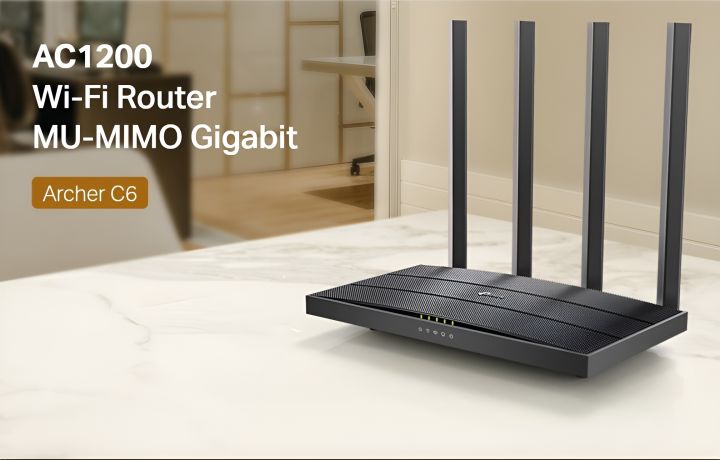 TP-Link%20Router%20AC1200%20Archer%20C6%20Wi-Fi%20Speed%20Up%20To%20867%20Mbps/5%20GHz%20+%20300%20Mbps/2.4%20GHz%20,%205%20Gigabit%20Ports,%204%20External%20Antennas%20,%20MU-MIMO,%20Dual%20Band%20-%20Image%205