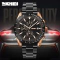 SKMEI 9253 Men's Top Luxury Chronograph Multifunction Stainless Steel Quartz Movement Watch - RoseGold. 