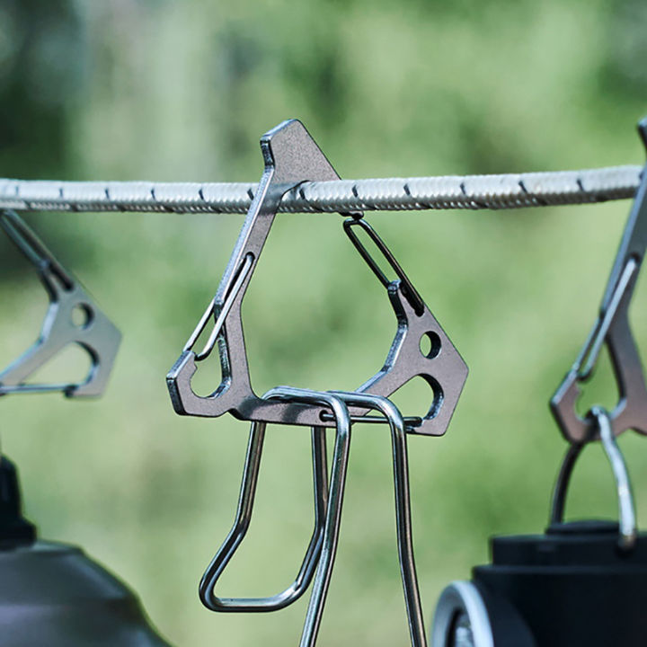 3-Hook Carabiner Triangle Hanging Buckle Tent Torch Hanger Keychains Multifunctional Stainless Camping Backpack Hanging Hook Hang